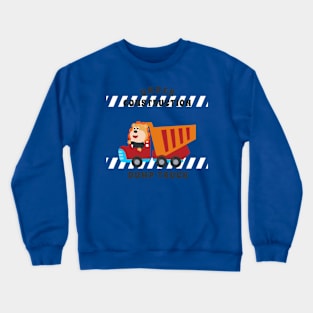 Vector illustration of contruction vehicle with cute litle animal driver Crewneck Sweatshirt